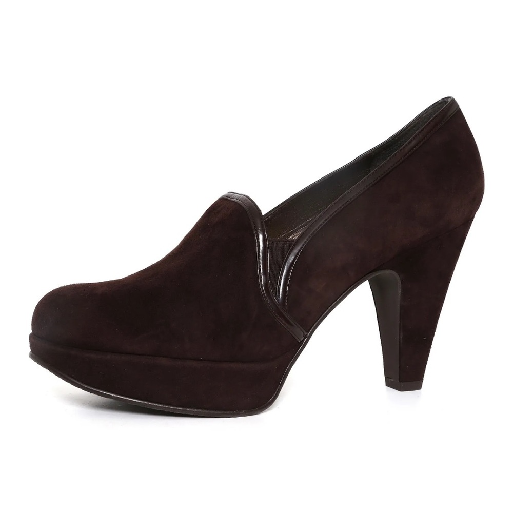 Stuart Weitzman Slip On Platform Suede Booties Dark Brown Size 6.5
